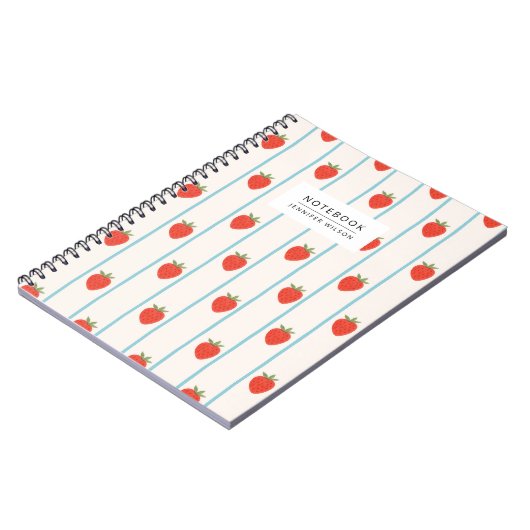 Strawberry Striped Pattern Notebook ノートブック (左側)