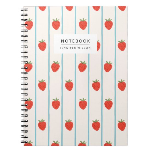 Strawberry Striped Pattern Notebook ノートブック (正面)