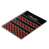 Strawberry Stripes Black Personalised ノートブック (左側)
