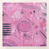 Strawberry Sundae Abstract Art  ガラスコースター (正面)