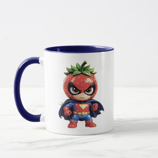 Strawberry Superhero Cute Cartoon マグカップ (左)