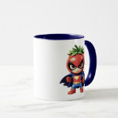Strawberry Superhero Cute Cartoon マグカップ (正面右)