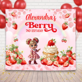 Strawberry Sweet Birthday Backdrop, Berry Sweet  タペストリー