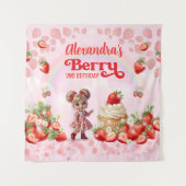 Strawberry Sweet Birthday Backdrop, Berry Sweet  タペストリー (正面)