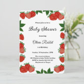  Strawberry Sweet Fruit Fresh Baby Shower Girl 招待状 (スタンド正面)