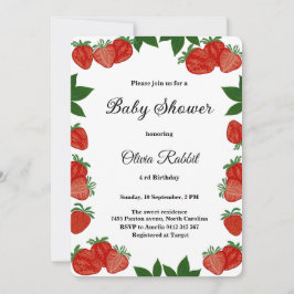 Strawberry Sweet Fruit Fresh Baby Shower Girl 招待状