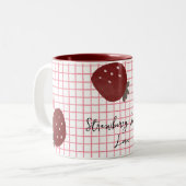 Strawberry Sweet Love – Minimal Berry Trio on Red  ツートーンマグカップ (正面左)