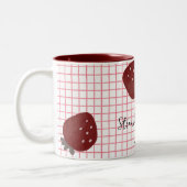 Strawberry Sweet Love – Minimal Berry Trio on Red  ツートーンマグカップ (左)
