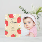 Strawberry Sweet to be One 1st Birthday写真 招待状 (スタンド正面)