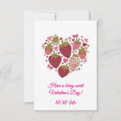 Strawberry Sweetheart Valentines Day Card for Kids ノートカード (正面)