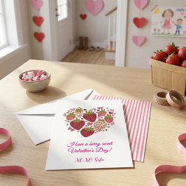 Strawberry Sweetheart Valentines Day Card for Kids ノートカード