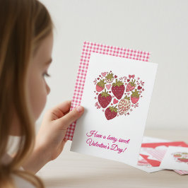 Strawberry Sweetheart Valentines Day Card for Kids ノートカード