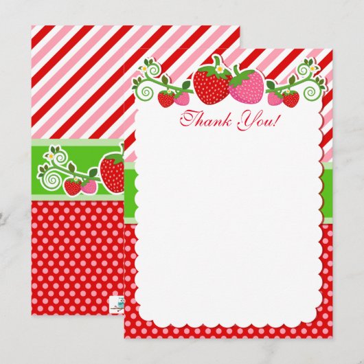 Strawberry Thank You Notes サンキューカード (正面/裏面)