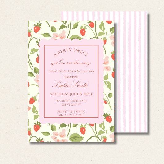 Strawberry Theme Baby Shower 招待状