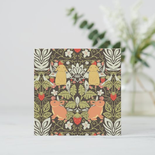 Strawberry thief Bunnies pattern (スタンド正面)