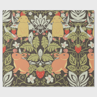Strawberry thief Bunnies pattern ラッピングペーパー