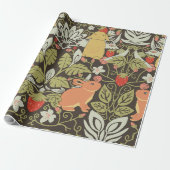 Strawberry thief Bunnies pattern ラッピングペーパー (アンロールド)