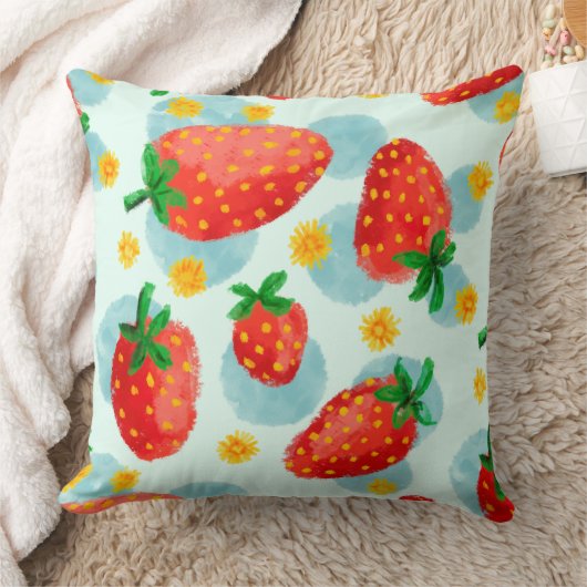 Strawberry Throw Pillow クッション (ブランケット)