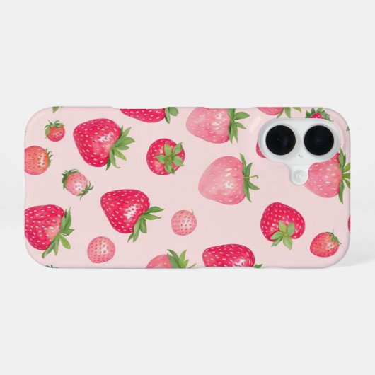 Strawberry Time Sweet Berry Pattern Phone Case iPhone 16ケース (裏面横)