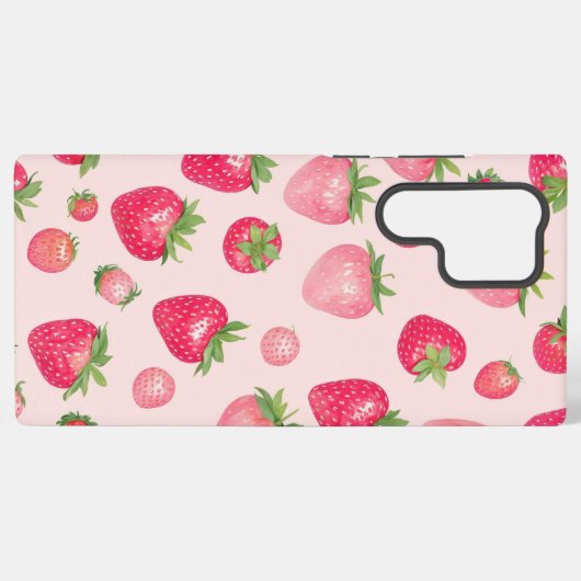 Strawberry Time Sweet Berry Pattern Phone Case Samsung Galaxyケース (裏面横)