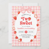 Strawberry Two Sweet Berry 2nd Birthday Party 招待状 (正面)