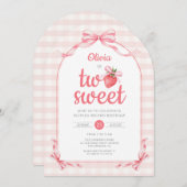 Strawberry Two Sweet Girl 2nd Birthday Arch 招待状 (正面/裏面)