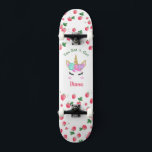 Strawberry Unicorn skateboard with name スケートボード<br><div class="desc">Make this Strawberry Unicorn skateboard  your own by adding your text. To access advanced editing tools,  please go to "Personalize this template" and click on "Details",  scroll down and press the "click to customize further" link.</div>