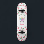 Strawberry Unicorn skateboard with name スケートボード<br><div class="desc">Make this Strawberry Unicorn skateboard  your own by adding your text. To access advanced editing tools,  please go to "Personalize this template" and click on "Details",  scroll down and press the "click to customize further" link.</div>