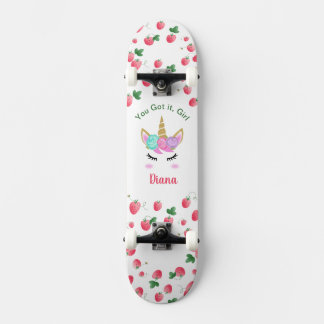Strawberry Unicorn skateboard with name スケートボード