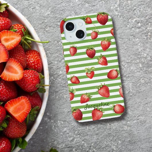Strawberry Vanilla Stripes Personalize Iphone Case 15ケース