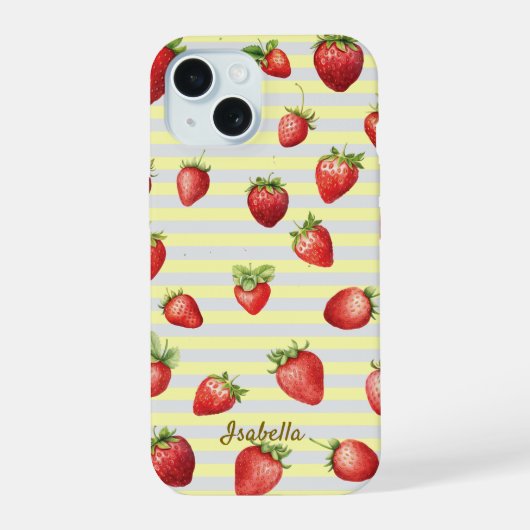 Strawberry Vanilla Stripes Personalize Iphone Case iPhone 15ケース (裏面)