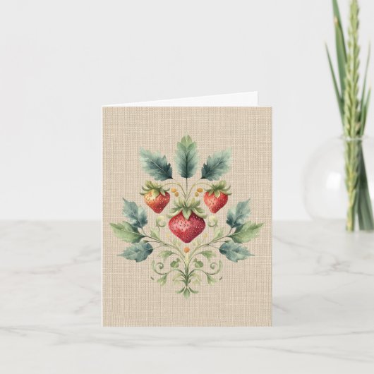 Strawberry Vintage Motif Note Card ノートカード (正面)