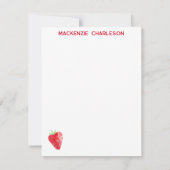 Strawberry Watercolor Personalized ノートカード (裏面)