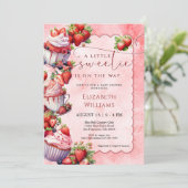 Strawberry Watercolor Sweetie Baby Shower 招待状 (スタンド正面)