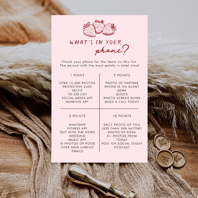 Strawberry What's In Your Phone Bridal Shower Game (クリエイターアップロード済み)