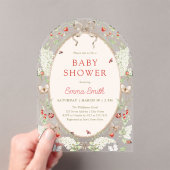 Strawberry Wildflower Lace Frame Baby Shower アクリル招待状 (インサイチュ (ポータブル))
