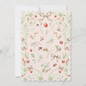 Strawberry Wildflower Lace Frame Baby Shower 招待状 (裏面)