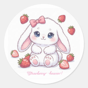 Strawberry Wonderland Bunny - Anime Style Kawaii ラウンドシール