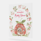 Strawberry Woodland Baby Shower アクリルサイン (傾斜)