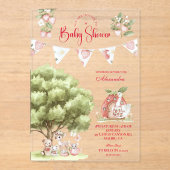 Strawberry Woodland Baby Shower アクリル招待状 (正面)