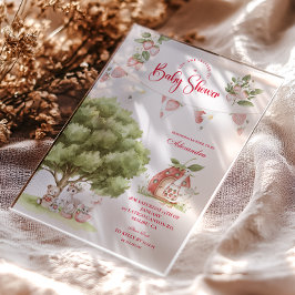 Strawberry Woodland Baby Shower アクリル招待状