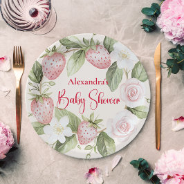 Strawberry Woodland Baby Shower ペーパープレート