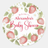 Strawberry Woodland Baby Shower ラウンドシール (正面)