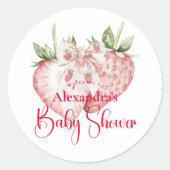 Strawberry Woodland Baby Shower ラウンドシール (正面)