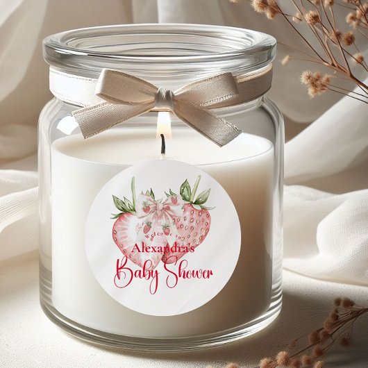 Strawberry Woodland Baby Shower ラウンドシール