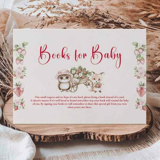 Strawberry Woodland Baby Shower Books for Baby エンクロージャーカード