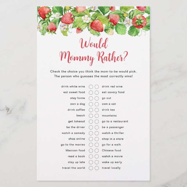 Strawberry Would Mommy Rather Baby Game (正面)