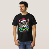 Stray Claus – Graffiti Christmas Cat Design Tシャツ (正面フル)