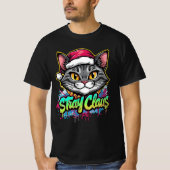 Stray Claus – Graffiti Christmas Cat Design Tシャツ (正面)