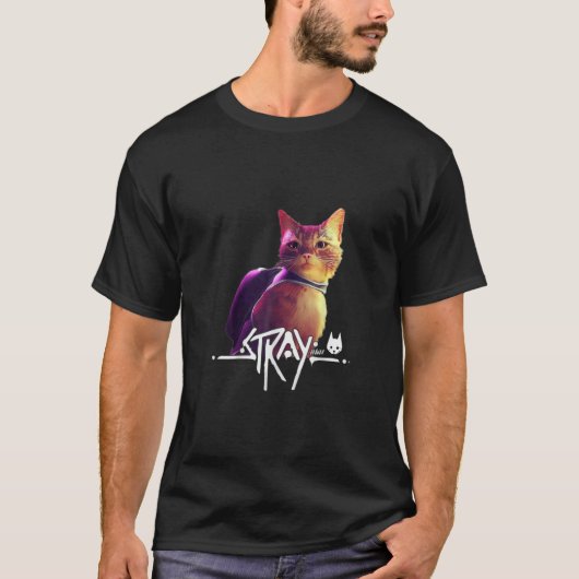 Strays CAT Gameビデオゲーマー愛猫ゲーム Tシャツ (正面)